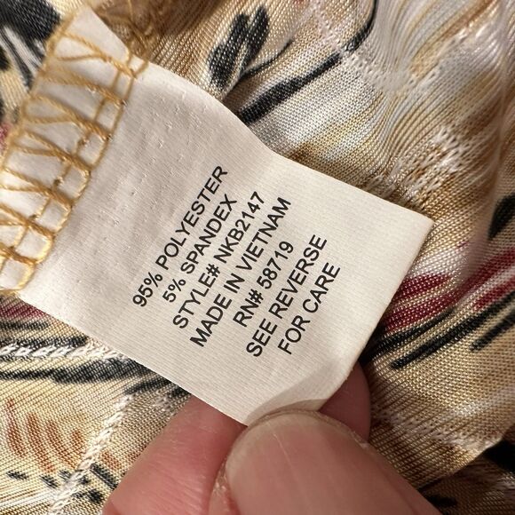 NY Collection Women's Roll Tab Sleeve‎ Tunic Top Small  V Neck pocket Floral Y2K - Picture 7 of 11